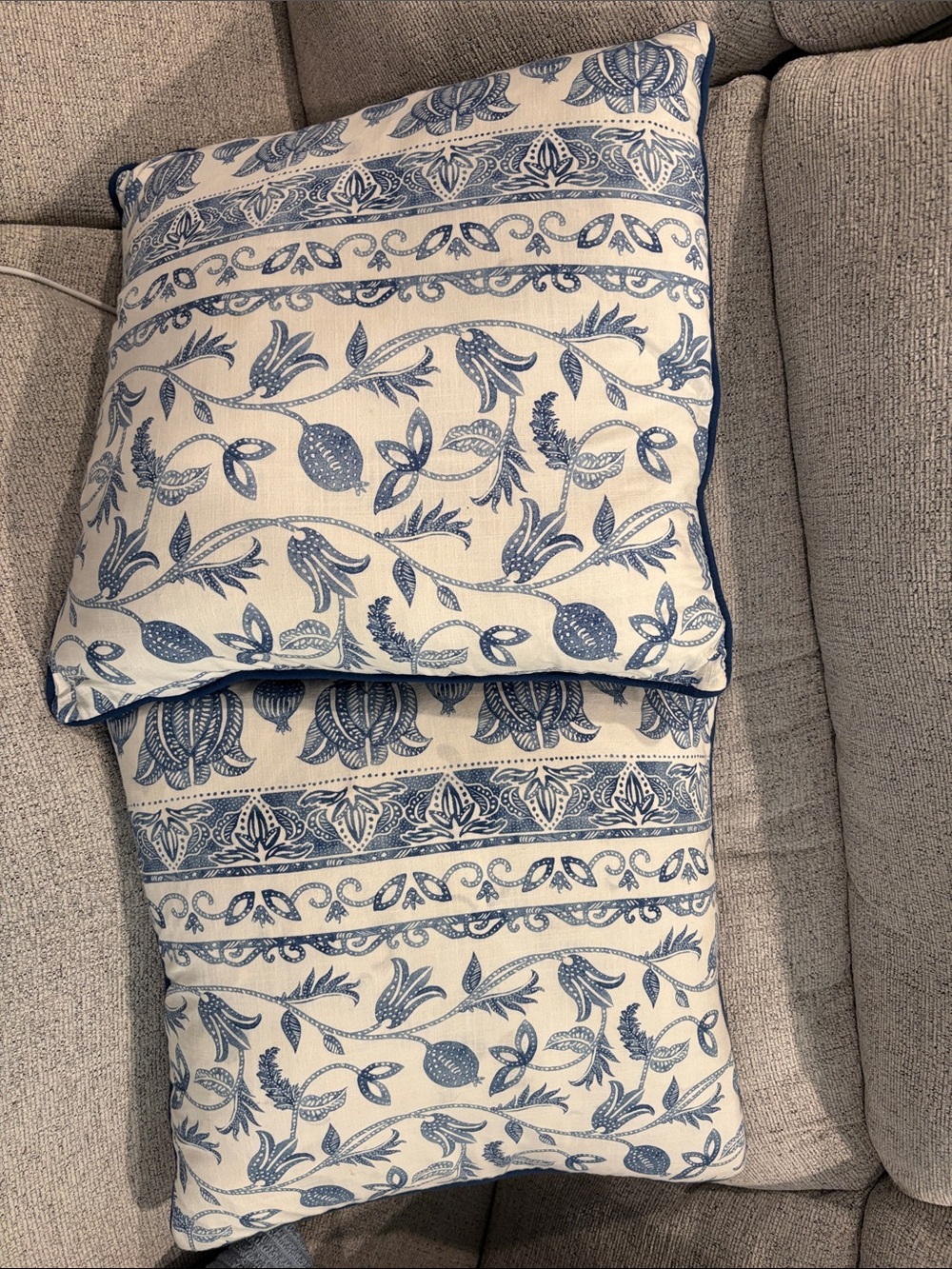 Blue and White Floral Decorative Throw Pillows